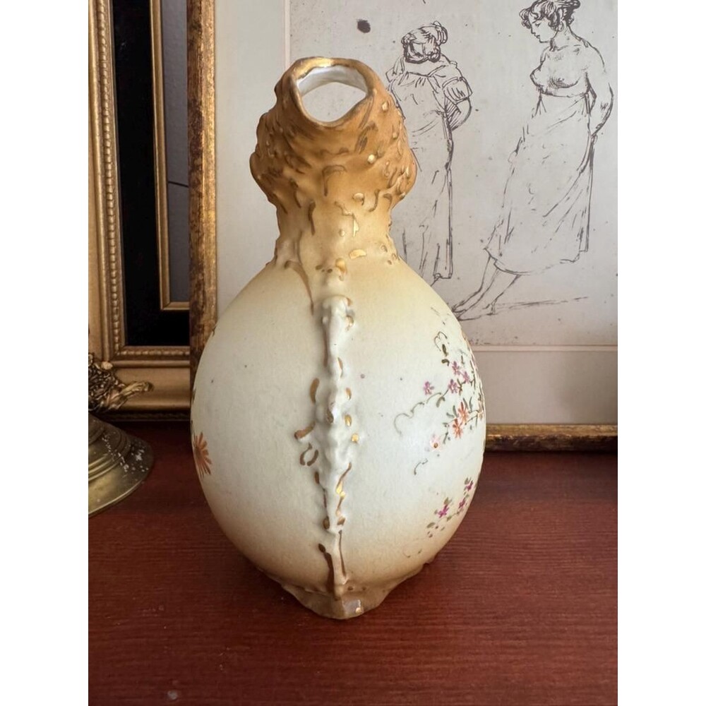 Antique Ernst Wahliss Austria Floral Vase, Turn Wien Crown Mark, Hand Painted - Picture 7 of 16